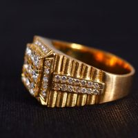 1.7ctw Vintage Men's Diamond Ring 20k Honeycomb