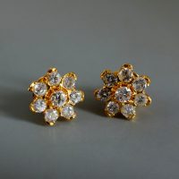 Antique Flower Diamond Earrings 20k Chinese