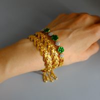 Gem Gardener, gold leaf bracelet, vintage solid gold bracelet, wide gold bracelet, peranakan gold bracelet, art nouveau gold bracelet, antique asian gold jewelry, antique chinese gold jewelry, vintage chinese gold jewelry