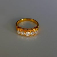 Vintage Chinese 5 Stone Diamond Ring Bridge 20k