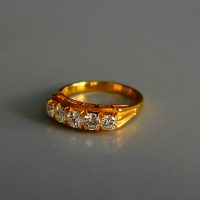 Vintage Chinese 5 Stone Diamond Ring Bridge 20k