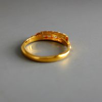 Vintage Chinese 5 Stone Diamond Ring Carved 20k