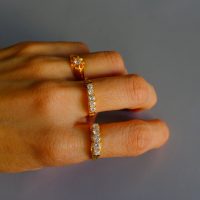 Vintage Chinese 5 Stone Diamond Ring Carved 20k