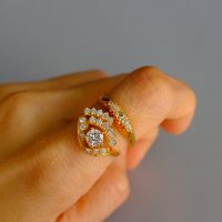 Vintage Chinese Eye Diamond Ring 20k