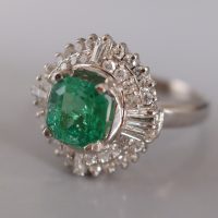 2ct Colombian Emerald Platinum Art Deco Diamond Ring Vintage