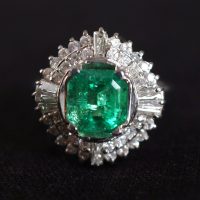 2ct Colombian Emerald Platinum Art Deco Diamond Ring Vintage