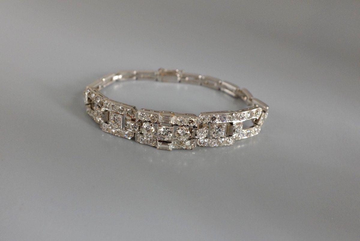 6ctw Old Euro Diamond Bracelet 20k Art Deco Chinese