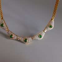 Gem Gardener, emerald diamond necklace, emerald necklace singapore, vintage chinese necklace, chinese art deco, vintage gold emerald necklace, antique asian gold jewelry