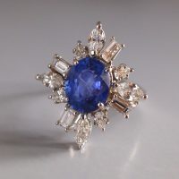 3.64ct Unheated Blue Sapphire Diamond Ring 18k