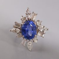 3.64ct Unheated Blue Sapphire Diamond Ring 18k
