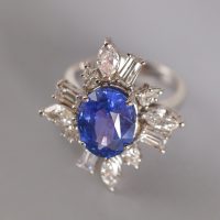 3.64ct Unheated Blue Sapphire Diamond Ring 18k