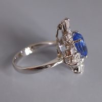 3.64ct Unheated Blue Sapphire Diamond Ring 18k