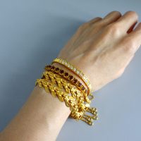 18k Vintage Garnet Link Bracelet Chinese