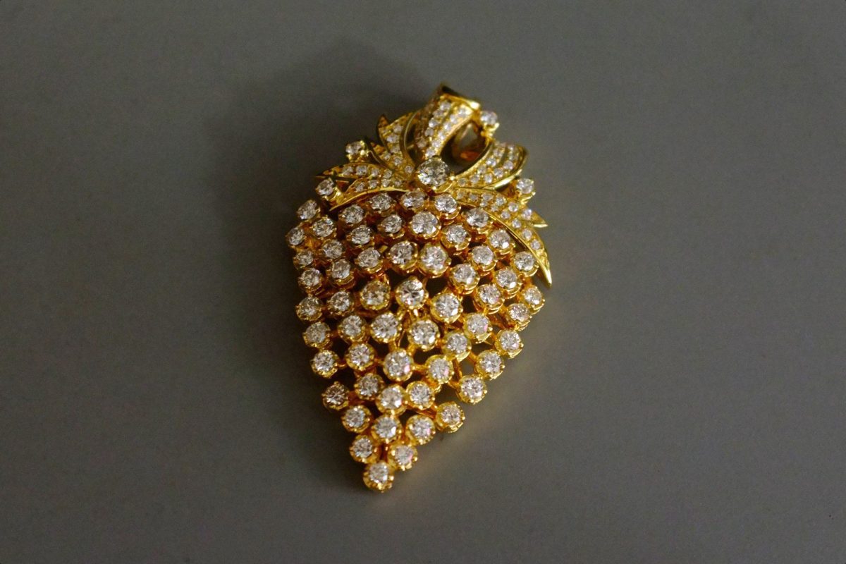 3ct Diamond Cluster Pendant Antique Style 18k