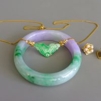Antique Frogs Lily Pad Jade Necklace Chinese 18k