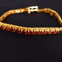 18k Vintage Garnet Link Bracelet Chinese