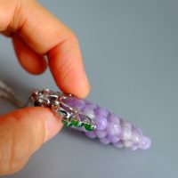 Carved Lavender Jade Grape Pendant 18k Art Nouveau