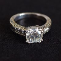 1.5ct Art Nouveau Platinum Diamond Ring GIA