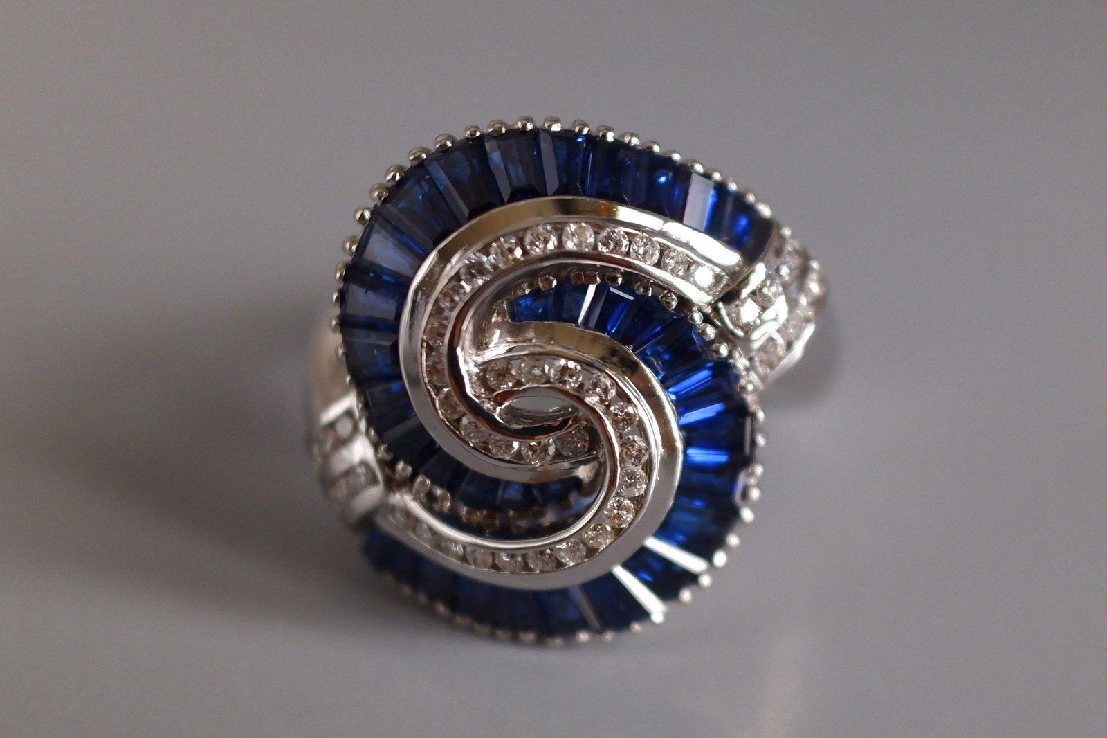 Gem Gardener, blue sapphire cluster cocktail ring, sapphire diamond cocktail ring vintage, cocktail rings singapore, sapphire diamond cluster ring, belle epoque ring, statement rings singapore