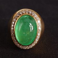 20ct Russian Emerald Cabochon Ring Men