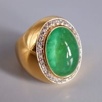 20ct Russian Emerald Cabochon Ring Men