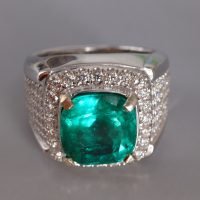 5ct Vivid Colombian Emerald Ring Men 18k