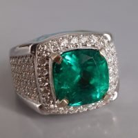 5ct Vivid Colombian Emerald Ring Men 18k