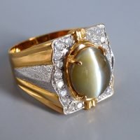 6ct Cat's Eye Men's Ring 22k Gold