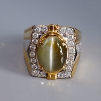 6ct Cat's Eye Men's Ring 22k Gold