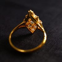 Antique Old European Navette Diamond Ring 18k Chinese