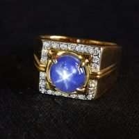 5ct Blue Star Sapphire Men's Pinky Ring