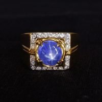 5ct Blue Star Sapphire Men's Pinky Ring