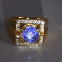 5ct Blue Star Sapphire Men's Pinky Ring | GG