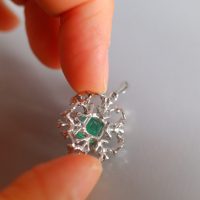 Colombian Emerald Snowflake Diamond Pendant 18k