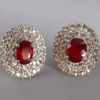 Pigeon Blood Unheated Ruby Earrings 18k