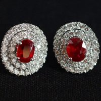 Pigeon Blood Unheated Ruby Earrings 18k