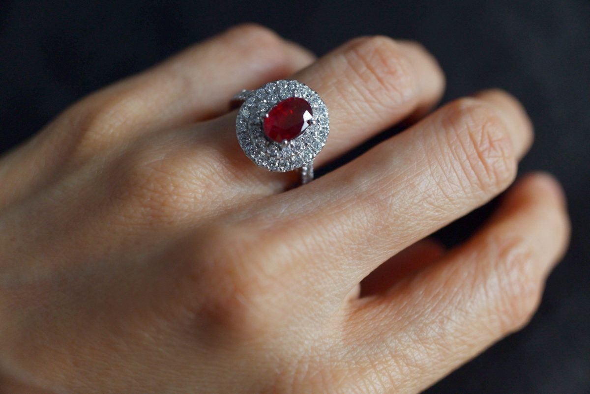 ruby red ring white gold