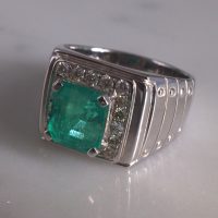 Gem Gardener, emerald pinky ring mens, men's pinky ring white gold, colombian emerald mens ring, vintage emerald mens ring, emerald and diamond mens ring, mens ring singapore, vintage emerald rings, vintage mens rings for sale, vintage emerald gold rings, art deco mens ring