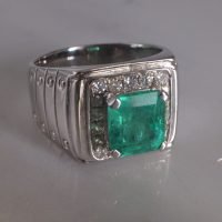 Gem Gardener, emerald pinky ring mens, men's pinky ring white gold, colombian emerald mens ring, vintage emerald mens ring, emerald and diamond mens ring, mens ring singapore, vintage emerald rings, vintage mens rings for sale, vintage emerald gold rings, art deco mens ring