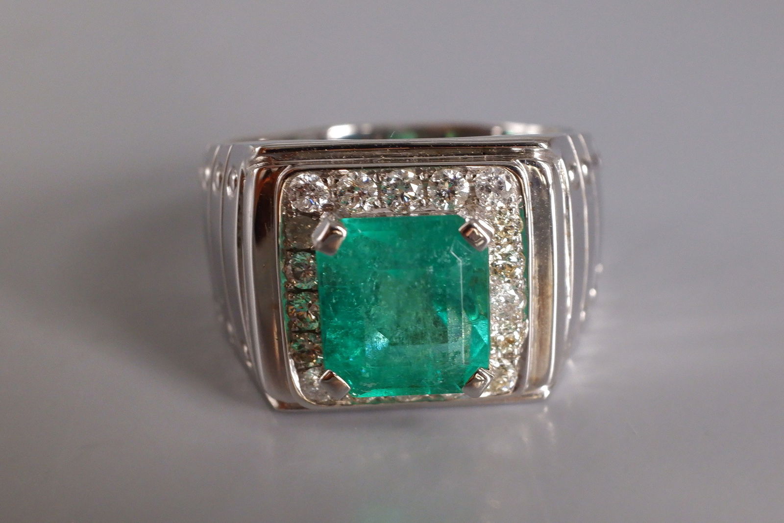 Gem Gardener, emerald pinky ring mens, men's pinky ring white gold, colombian emerald mens ring, vintage emerald mens ring, emerald and diamond mens ring, mens ring singapore, vintage emerald rings, vintage mens rings for sale, vintage emerald gold rings, art deco mens ring