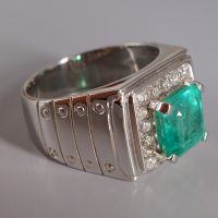 Gem Gardener, emerald pinky ring mens, men's pinky ring white gold, colombian emerald mens ring, vintage emerald mens ring, emerald and diamond mens ring, mens ring singapore, vintage emerald rings, vintage mens rings for sale, vintage emerald gold rings, art deco mens ring
