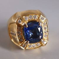 6ct Dark Blue Sapphire Men's Ring 18k | Gem Gardener