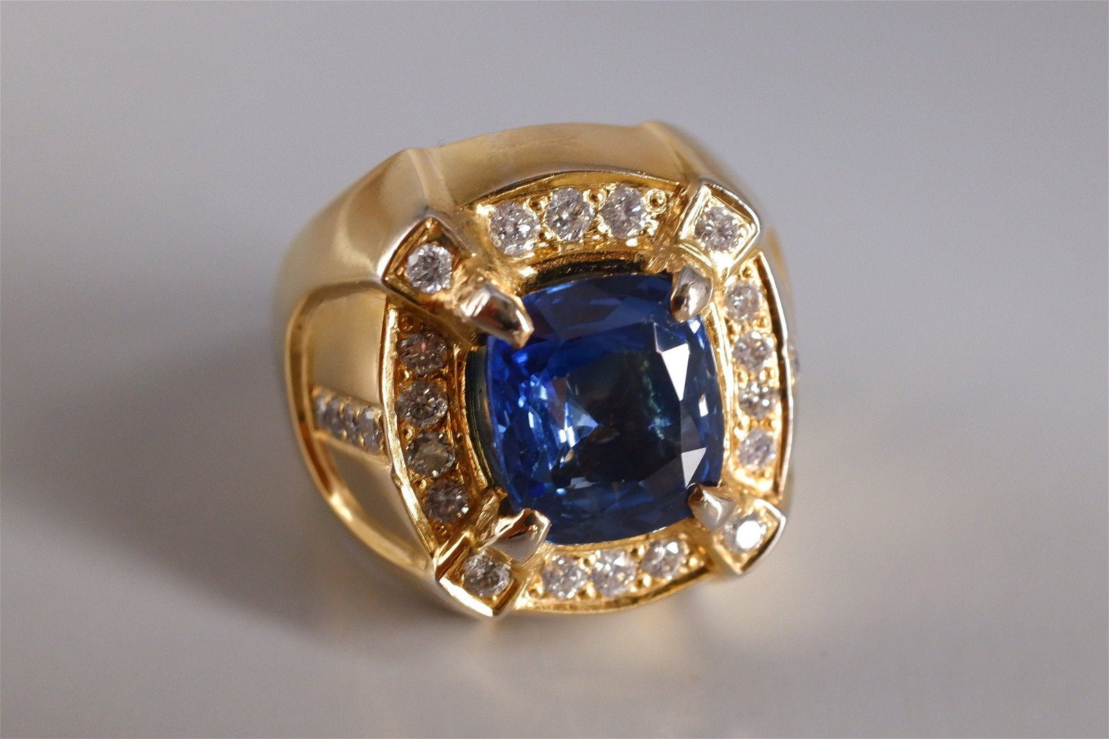 6ct Dark Blue Sapphire Mens Ring 18k Vintage 5e8cd425 