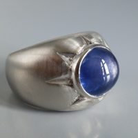 Platinum Blue Star Sapphire Men's Ring