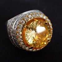 13ct Unheated Yellow Sapphire Ring Men 18k