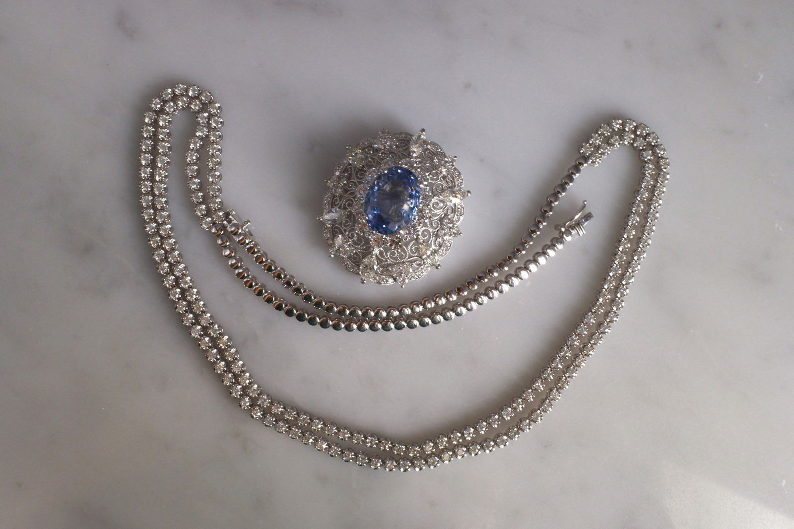 Two Strand Tier Diamond Necklace 18k Gem Gardener