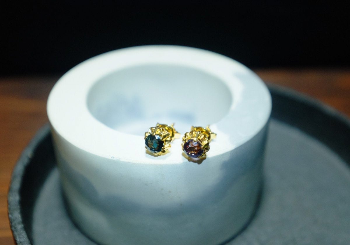 Color Change Garnet Stud Earrings 20k Antique