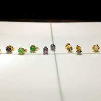 Color Change Garnet Stud Earrings 20k Antique
