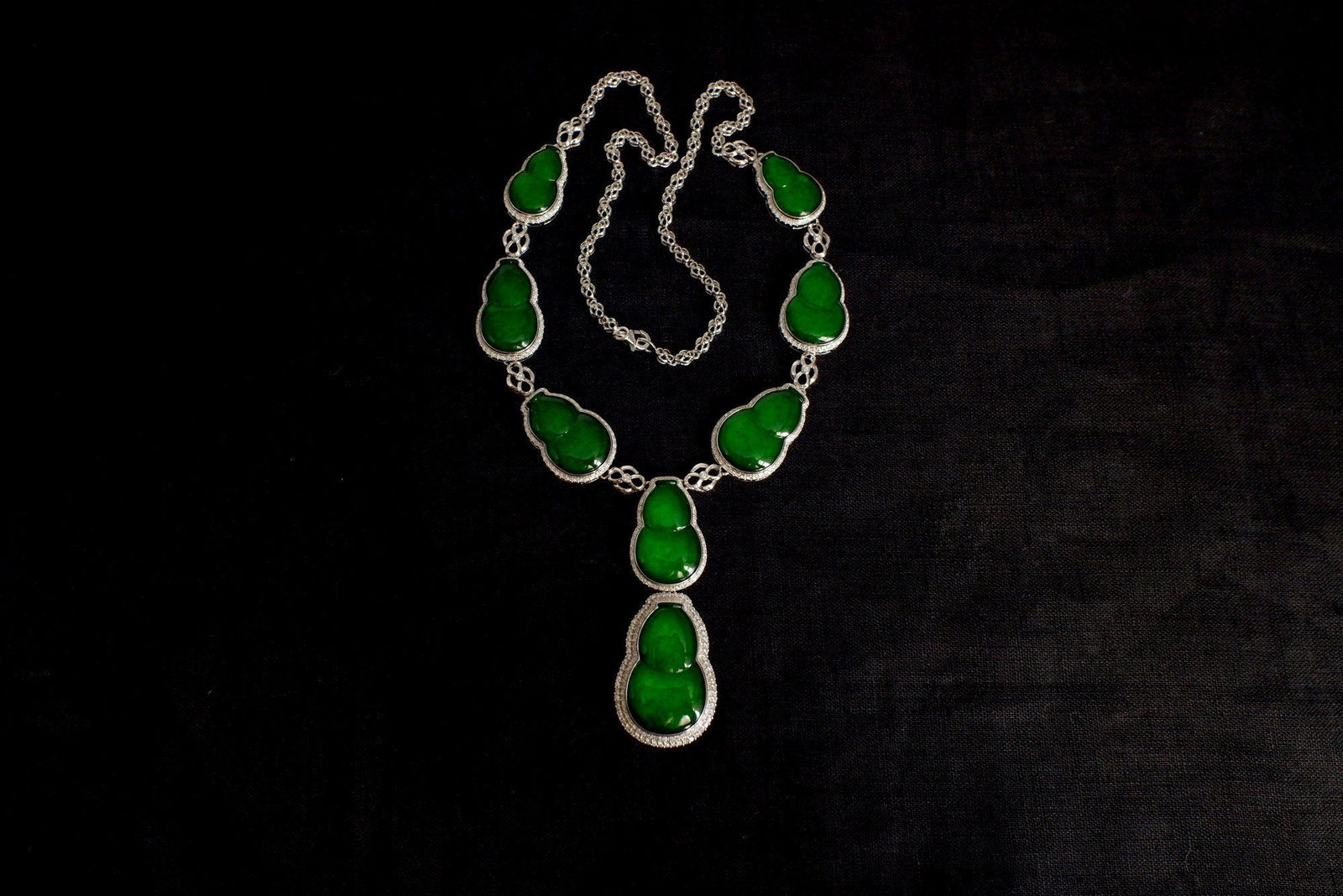 Gem Gardener, jade statement necklace, jade gourd necklace, burmese jadeite necklace, carved jade necklace, natural jadeite jade necklace, jade necklace singapore, jade jewellery singapore