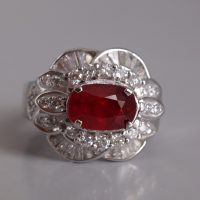 1.95ct Unheated Ruby Art Deco Ring